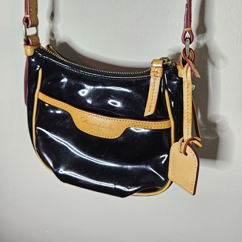 Dooney & Bourke Mini Margot Patent Leather Crossbody Bag Black Tan